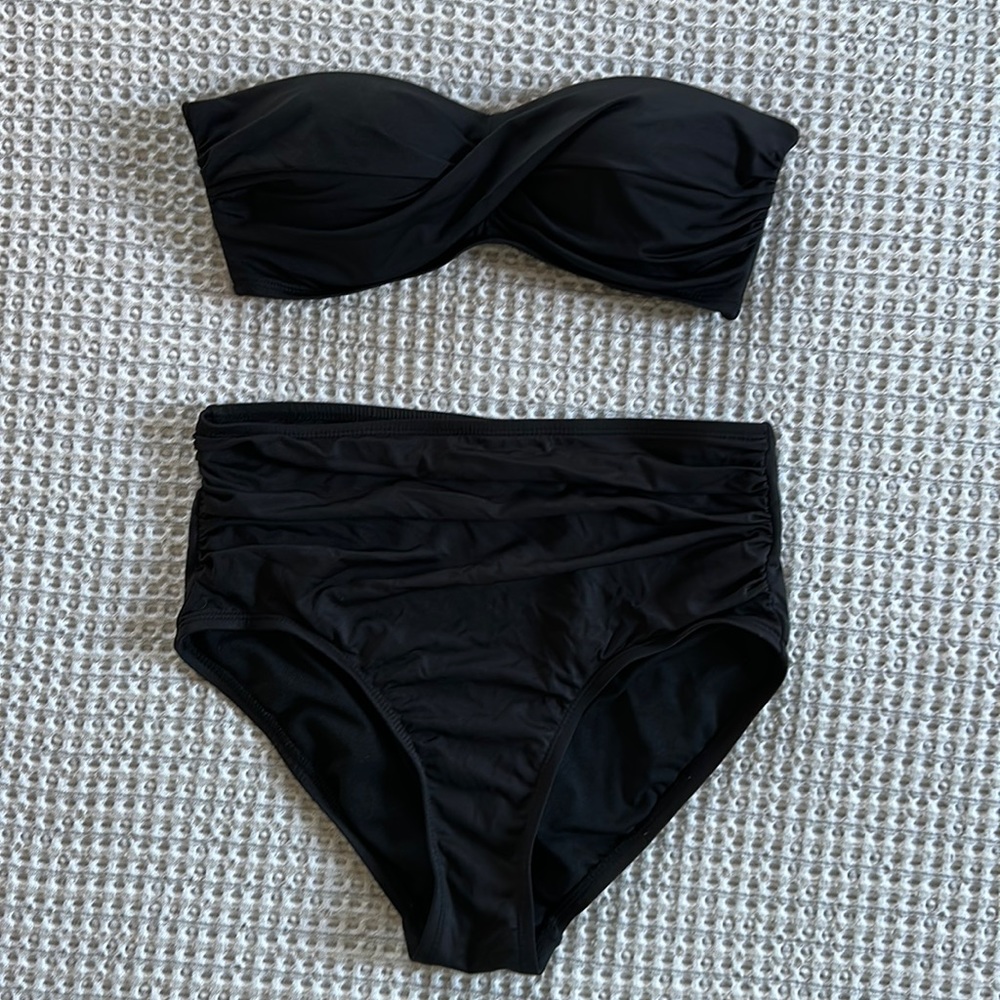 Target Black Bandeau Bikini with High Waisted Bottoms